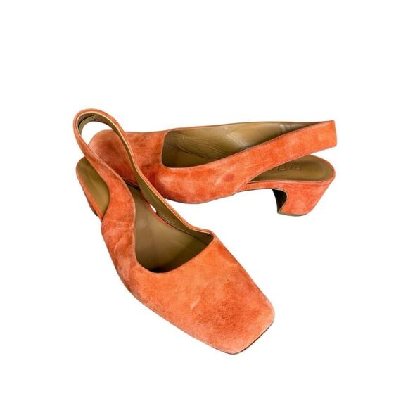 By Far Danielle Orange Suede Slingback Pumps Size 36 (US 6) Made in Italy - Picture 4 of 11